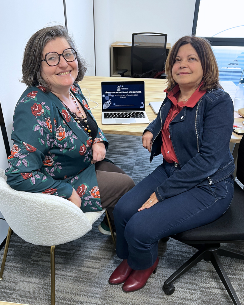 Virginie Caurraze avec Nassima Berhaili lors d'un coaching digital individuel